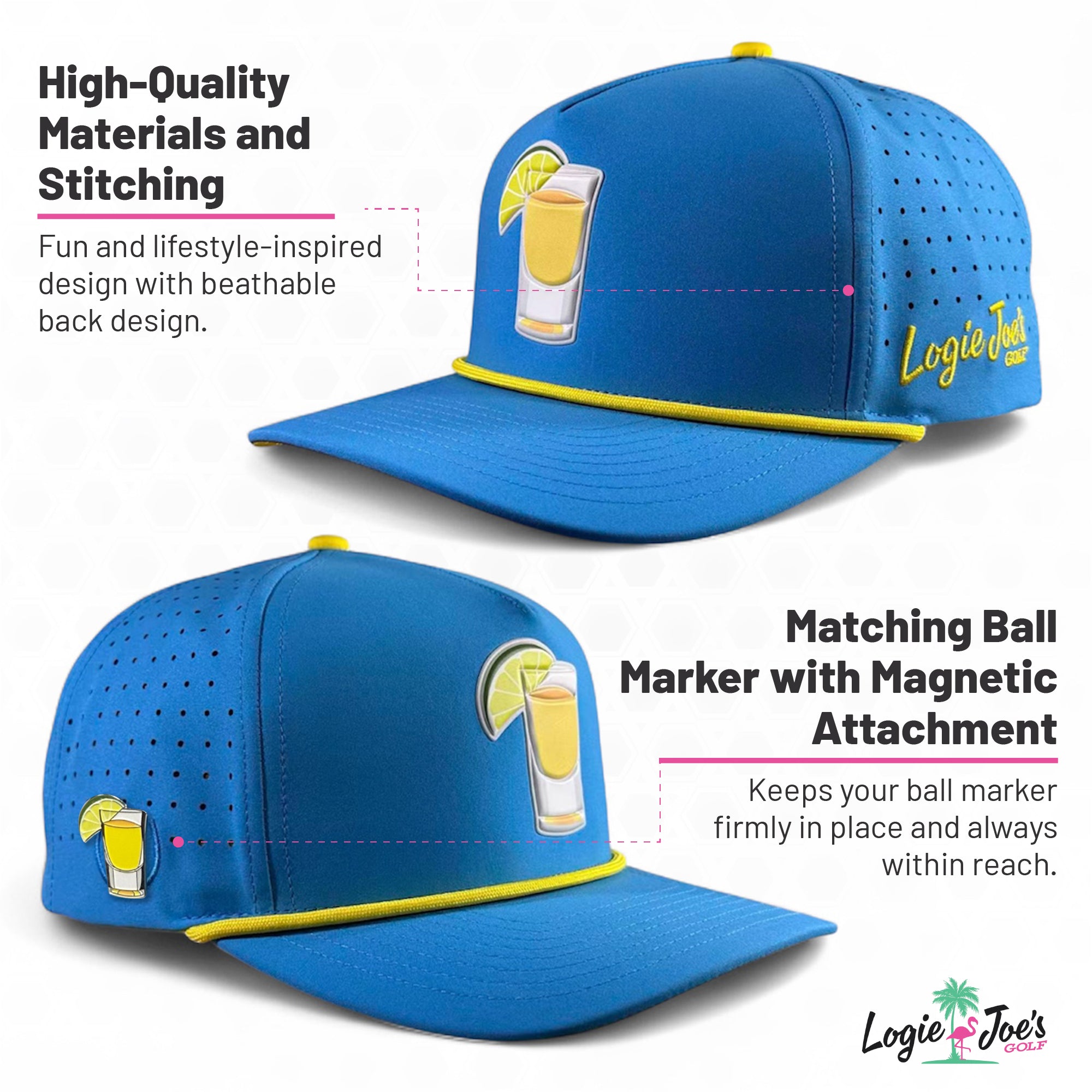 Freedom Flight Golf Hat | Snapback Cap | Built-in Magnetic Ball Marker Holder + Marker Included | Adjustable USA Eagle Red White Blue
